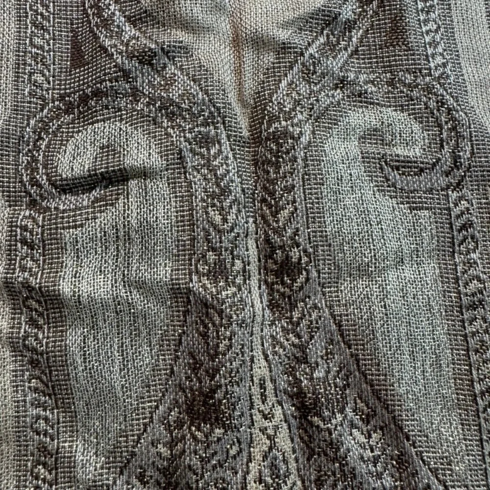 Collection Eighteen Paisley Pashmina Scarf Metallic Gold Brown Fringe Wrap Shawl